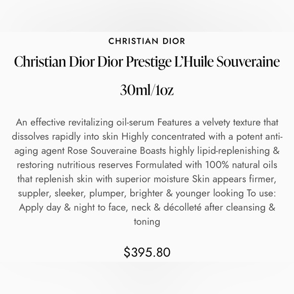 Christian Dior Prestige L'Huile Souveraine Serum-In-Oil 30ml/1oz. NIB. MSRP$395 - Picture 6 of 12